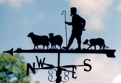 Shepherd dog and sheep weather vane